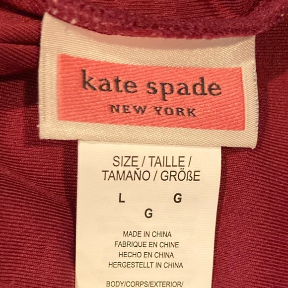 Kate Spade classic pique bandeau one piece in plum with pale pink trim. Large - Picture 9 of 9